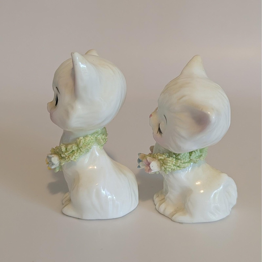 Vintage Napco Cats Kittens Miniature Bone China Spaghetti Trim Flower Wreath - Picture 3 of 8